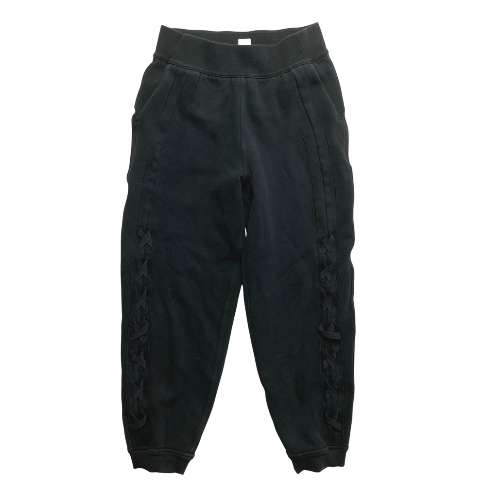 Lululemon Jogger Womens 2-4 Black Lace Up Detail Braided Sweatpants